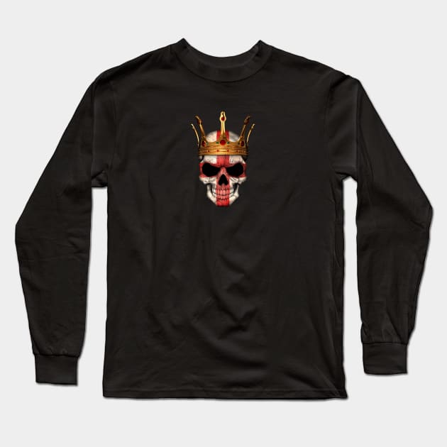 English Flag Skull with Crown Long Sleeve T-Shirt by jeffbartels